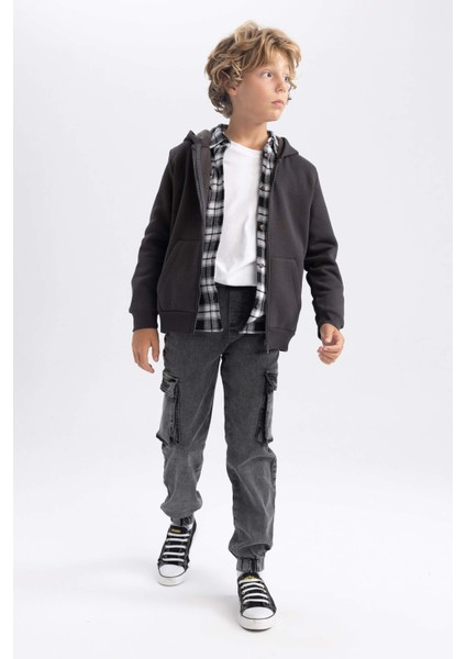 Erkek Çocuk Antrasit Kapüşonlu Kalın Okul Hırkası X7382A623AU fiyatları