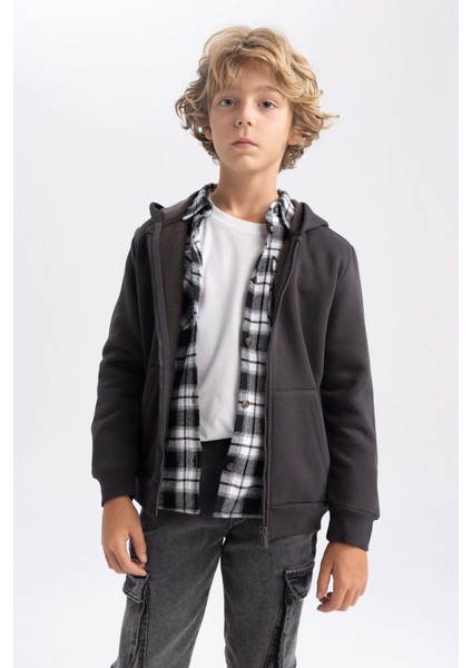 Erkek Çocuk Antrasit Kapüşonlu Kalın Okul Hırkası X7382A623AU modelleri