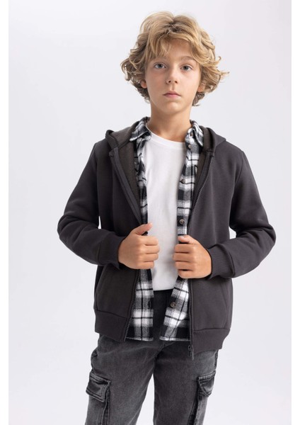 Erkek Çocuk Antrasit Kapüşonlu Kalın Okul Hırkası X7382A623AU fırsatları