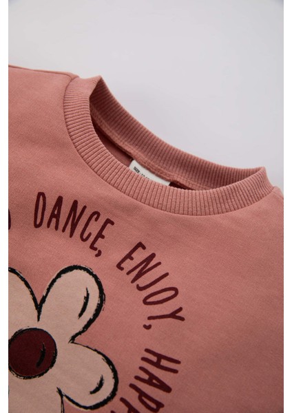 Kız Bebek Çiçek Baskılı Bisiklet Yaka Sweatshirt A8913A523AU