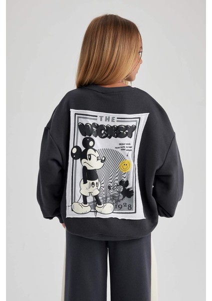 Kız Çocuk Disney Mickey & Minnie Oversize Fit Bisiklet Yaka Sweatshirt A5604A823AU
