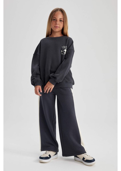 Kız Çocuk Disney Mickey & Minnie Oversize Fit Bisiklet Yaka Sweatshirt A5604A823AU