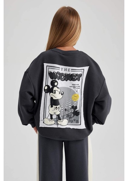 Kız Çocuk Disney Mickey & Minnie Oversize Fit Bisiklet Yaka Sweatshirt A5604A823AU