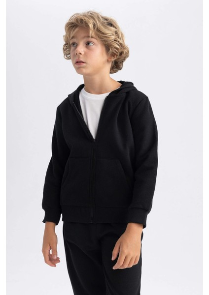 Erkek Çocuk Siyah Kapüşonlu Pike Okul Hırkası X5844A623AU modelleri