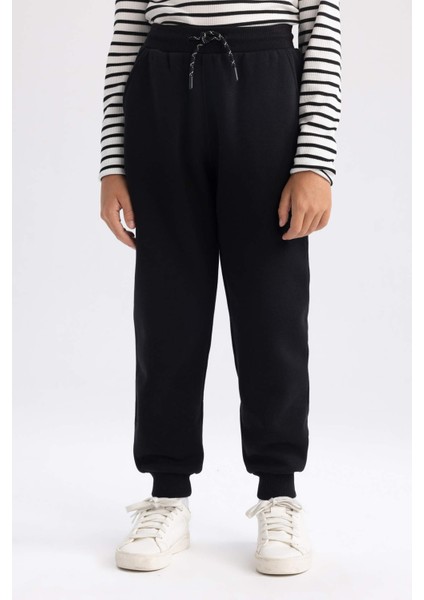 Erkek Çocuk Siyah Kalın Sweatshirt Kumaşı Okul Eşofman Altı W0773A623WN fırsatları