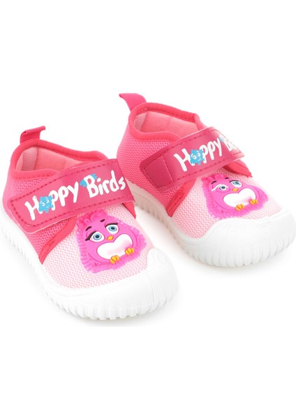 Yazlık Keten Kız Bebe Happy Birds Cırtlı Ayarlanabilir Ayakkabı