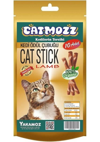 Stick Kuzu Etli & Kedi Otlu Kediler Için Ödül Çubuğu 10 Lu Paket