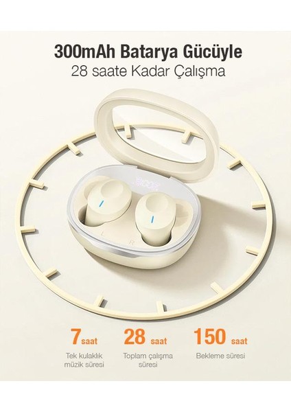 Bluetooth Vers.5.3 Transparan Kapaklı 300MAH Bataryalı Bluetooth Kulaklık Kulakiçi Bluetooth Kulaklık