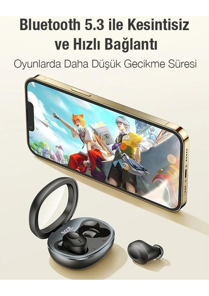 Bluetooth Vers.5.3 Transparan Kapaklı 300MAH Bataryalı Bluetooth Kulaklık Kulakiçi Bluetooth Kulaklık
