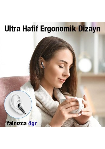 Bluetooth Vers.5.3 13MM Diyafram Ultra Hafif Kulakiçi Bluetooth Kulaklık Çift Mikrofonlu Kulaklık