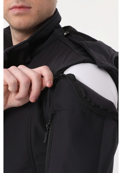 Taktikal Softshell Mont Kollar ve Kapşon Çıkabilir Erkek Füme