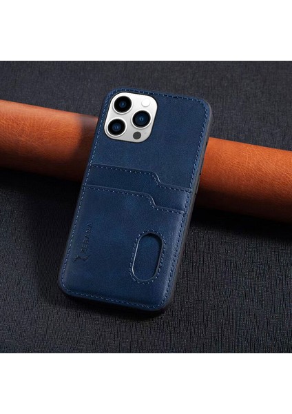 Apple iPhone 12 Pro Uyumlu Kılıf Zebana Kartlıklı Lüx Deri Kılıf Lacivert