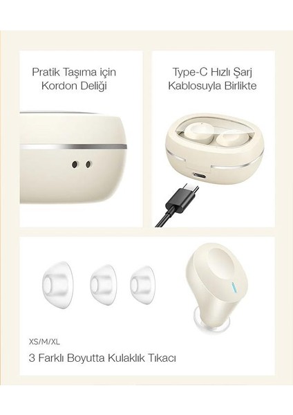Polham BT5.3V 300MAH Şarjlı Kulakiçi Tasarımlı Bluetooth Kulaklık, Hifi Destekli Mikforonlu Kulaklık
