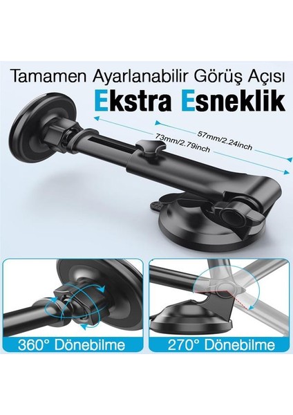 Polham Magsafeli Uyumlu Ultra Güçlü Vantuzlu Torpido Üstü ve Cama Yapışan Araç Içi Telefon Tutucu