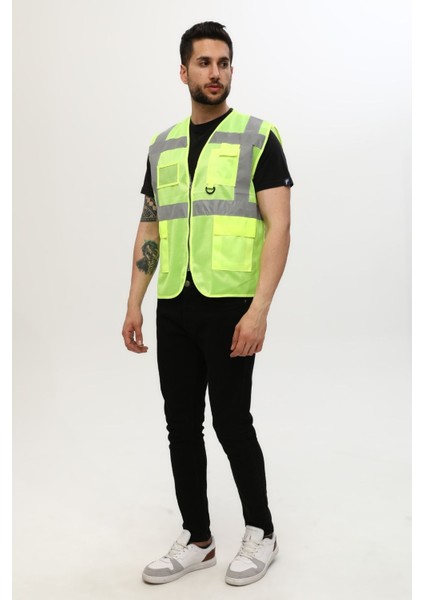 Mühendis Yeleği Yönetici Ikaz Yeleği Reflektörlü Neon Sarı modelleri