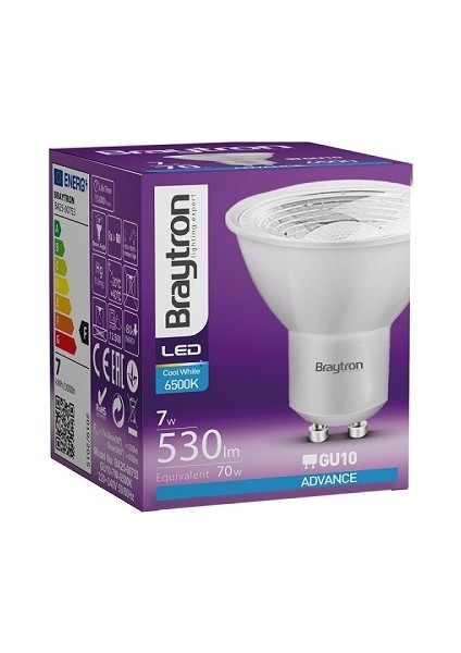 BA25-00651-BRAYTRON 6.5W 4000K Soğuk Beyaz GU10 Lensli LED Ampul 6 Lı Paket