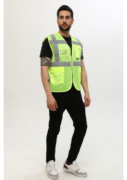 Mühendis Yeleği Yönetici Ikaz Yeleği Reflektörlü Neon Sarı fırsatları