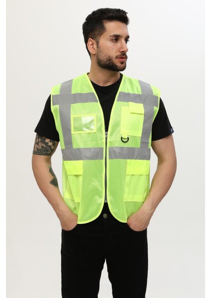 Mühendis Yeleği Yönetici Ikaz Yeleği Reflektörlü Neon Sarı indirimleri