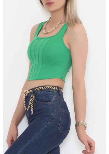 Kare Yaka Crop Yeşil indirimleri