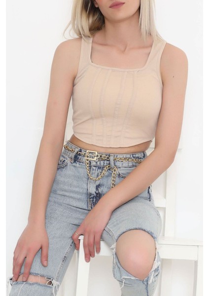 Kare Yaka Crop Bej indirimleri