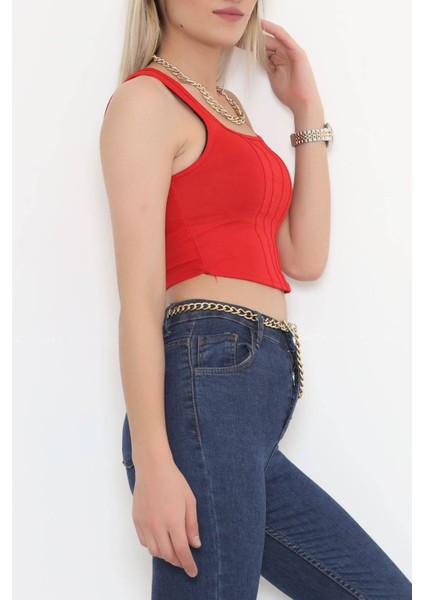 Kare Yaka Crop Kırmızı fiyatları