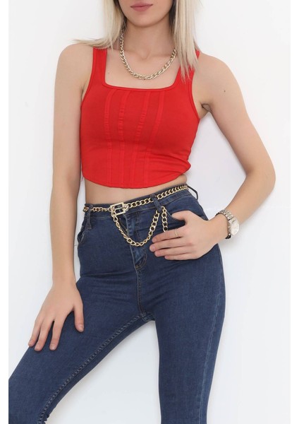 Kare Yaka Crop Kırmızı modelleri