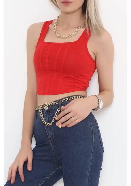 Kare Yaka Crop Kırmızı fırsatları