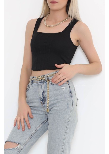 Kare Yaka Crop Siyah modelleri