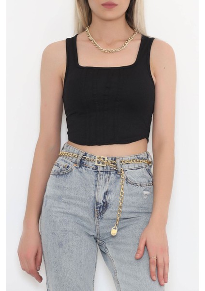 Kare Yaka Crop Siyah indirimleri