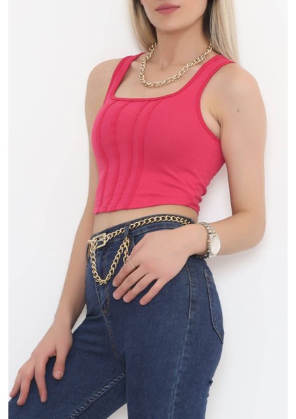 Kare Yaka Crop Fuşya modelleri