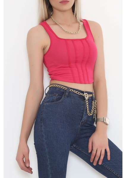 Kare Yaka Crop Fuşya indirimleri