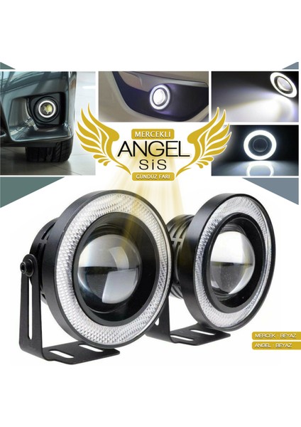 Mercekli Angel LED Halkalı Sis Far 76MM Su Geçirmez Angel Renk Seçenekli (Beyaz, Buz Mavi, Turuncu)