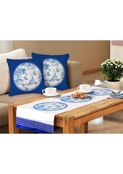 Runner ve Kare Yastık Takımı Blue Life