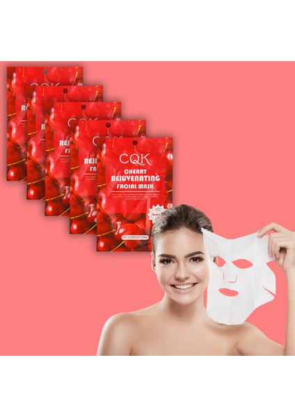 5 Adet Kiraz Çiçeği Kuru ve Pürüzlü Ciltlere Uygun Kağıt Maske Cherry Face Mask 30ML XLM0199