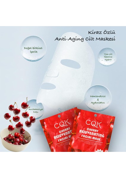 5 Adet Kiraz Çiçeği Kuru ve Pürüzlü Ciltlere Uygun Kağıt Maske Cherry Face Mask 30ML XLM0199