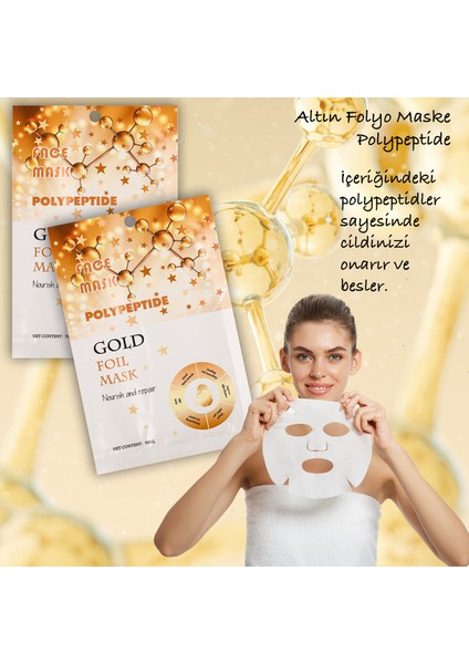 3 Adet Altın Folyo Peg-40 Hint Yağı Aydınlatıcı Yüz Maskesi Gold Foil Mask 30ML XLM335