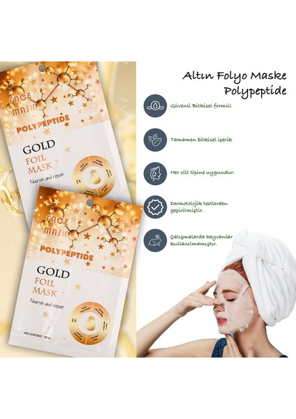 3 Adet Altın Folyo Peg-40 Hint Yağı Aydınlatıcı Yüz Maskesi Gold Foil Mask 30ML XLM335