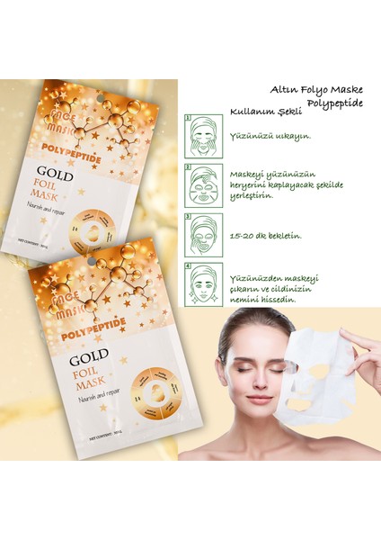 3 Adet Altın Folyo Peg-40 Hint Yağı Aydınlatıcı Yüz Maskesi Gold Foil Mask 30ML XLM335