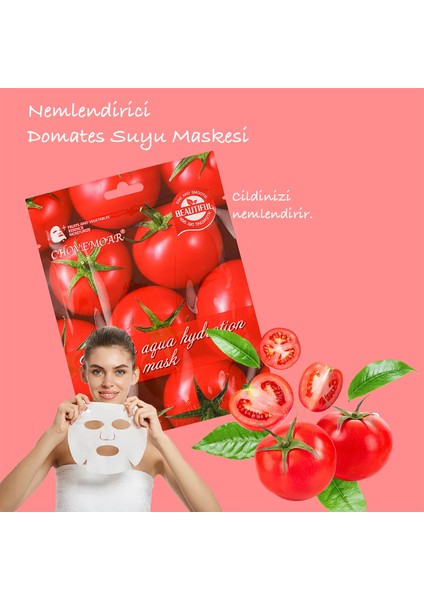 10 Adet Domates Suyu Onarıcı Yüz Maskesi Aqua Hydration Mask XLM90