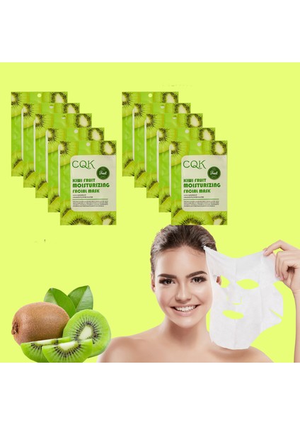 10 Adet Kiwi Kivi Meyvesi Portakal Çiçeği Nemlendirici Yüz Kağıt Maske XLM120