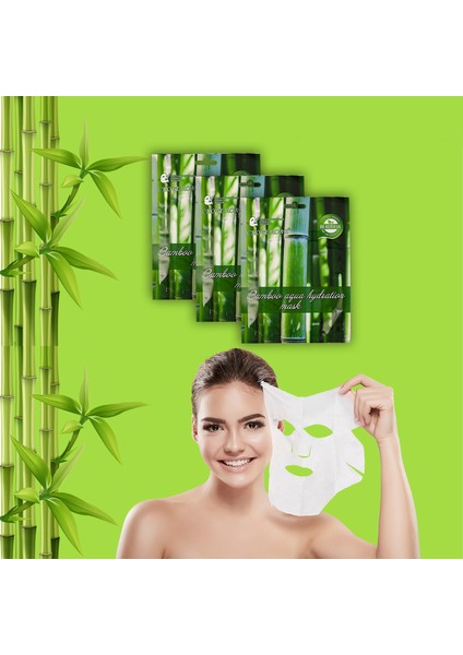 3 Adet Bambu Öz Yaprağı Yüz Maskesi Aqua Hydration Mask Bambusa Vulgaris XLM92