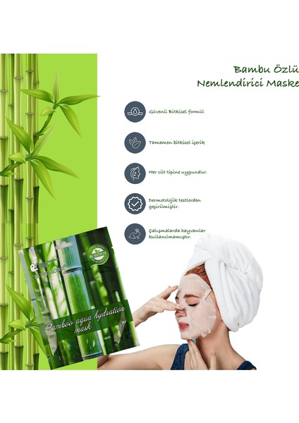 3 Adet Bambu Öz Yaprağı Yüz Maskesi Aqua Hydration Mask Bambusa Vulgaris XLM92