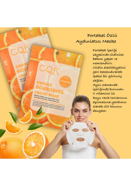 5 Adet Turuncu Vitamin C ve Çin Mantarı Gözenek Onarıcı Yüz Maskesi XLM205+A23