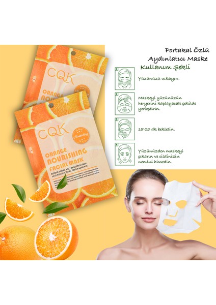 5 Adet Turuncu Vitamin C ve Çin Mantarı Gözenek Onarıcı Yüz Maskesi XLM205+A23