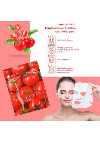 5 Adet Domates Suyu Onarıcı Yüz Maskesi Aqua Hydration Mask XLM90