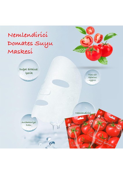 5 Adet Domates Suyu Onarıcı Yüz Maskesi Aqua Hydration Mask XLM90