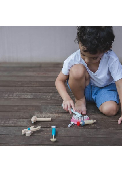 Bilmiş Çocuk Ahşap Dişçi Seti Oyuncağı ( Wooden Dentist Set Toy )