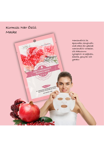 10 Adet Kırmızı Nar Yüz Maskesi Yüksek Nemli Kuru Ciltler Için XLM427 fiyatları