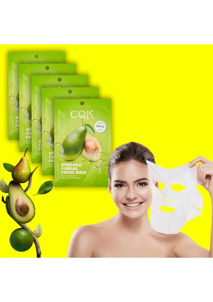 5 Adet Avokado Avocado Omega3 Sıkılaştırıcı Yüz Bakım Maskesi Meyan Kökü Özü Destekli XLM144