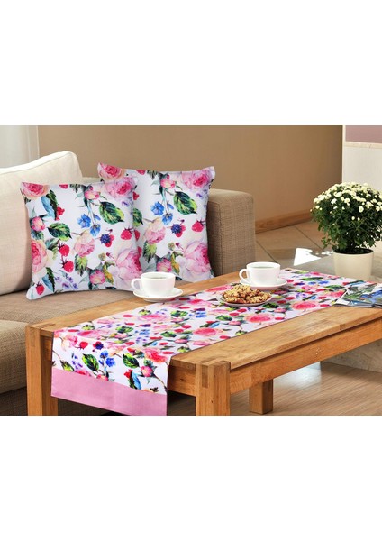Runner ve Kare Yastık Takımı Rose Deluxe